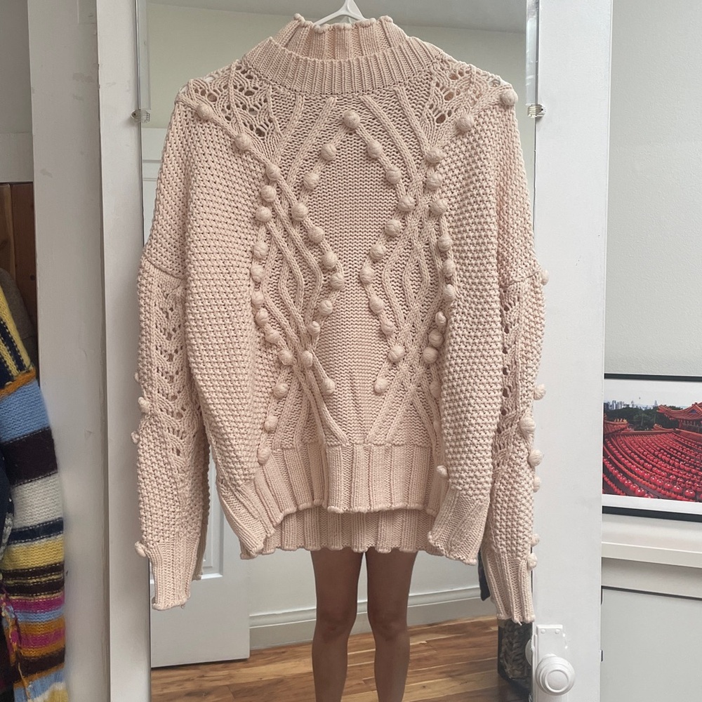Chicwish Pom Pom Knit Turtleneck Sweater
